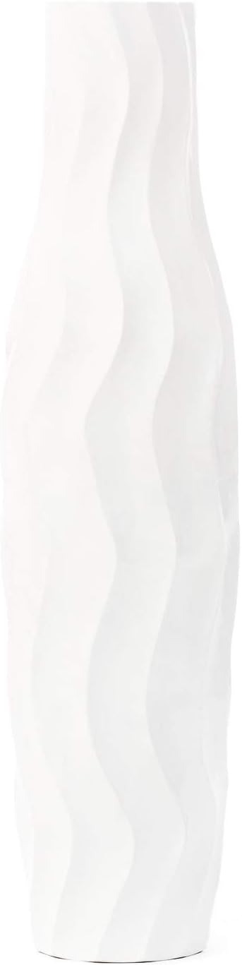 Leewadee Grosse Bodenvase für Dekozweige hohe Standvase Design Holzvase, Holz, 70 cm, Weiss 70 cm We