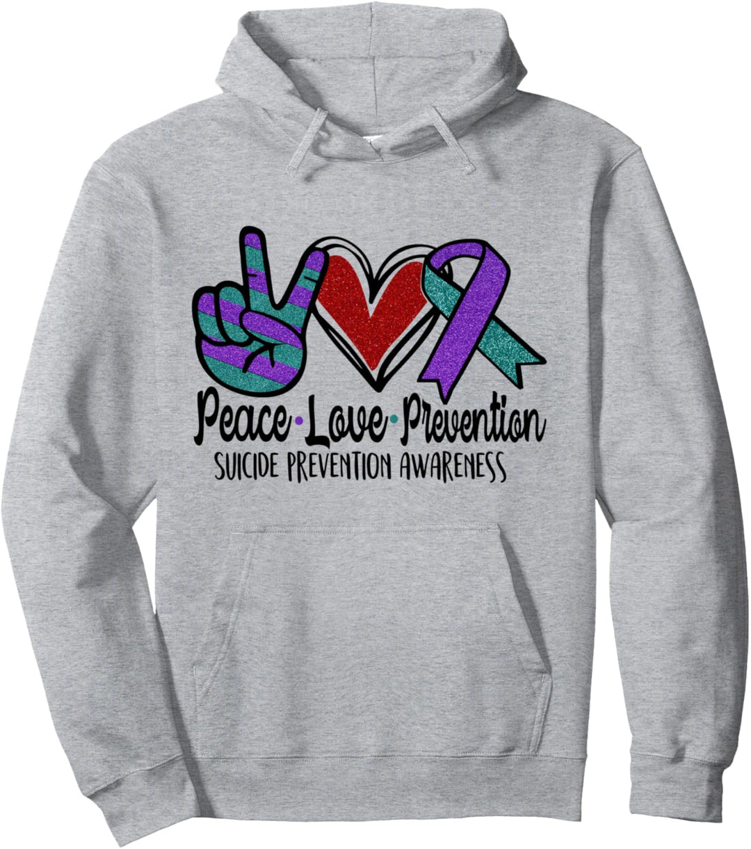 Frieden Love Cure Suicide Prevention Awareness Ribbon Family Pullover Hoodie