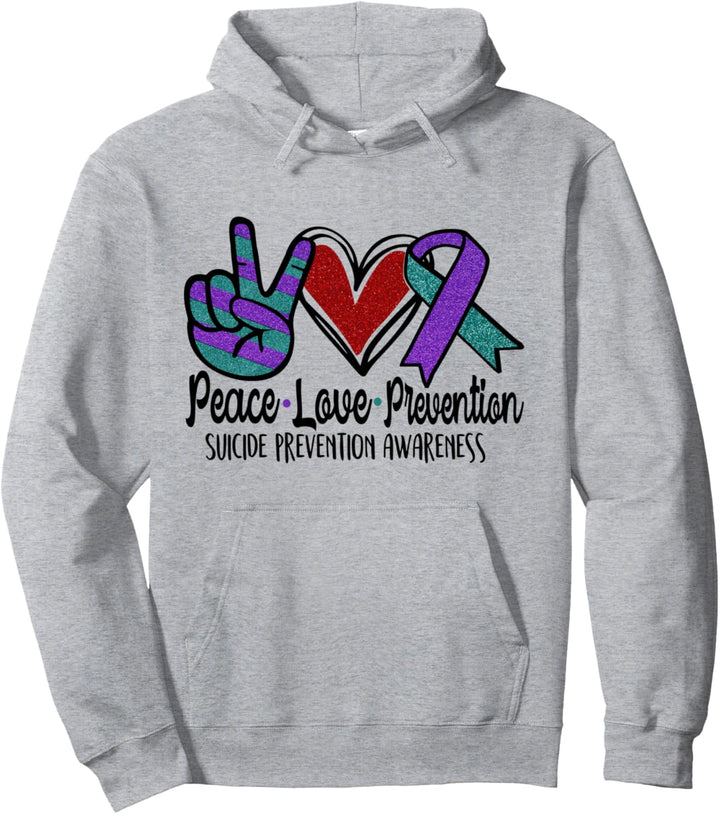 Frieden Love Cure Suicide Prevention Awareness Ribbon Family Pullover Hoodie