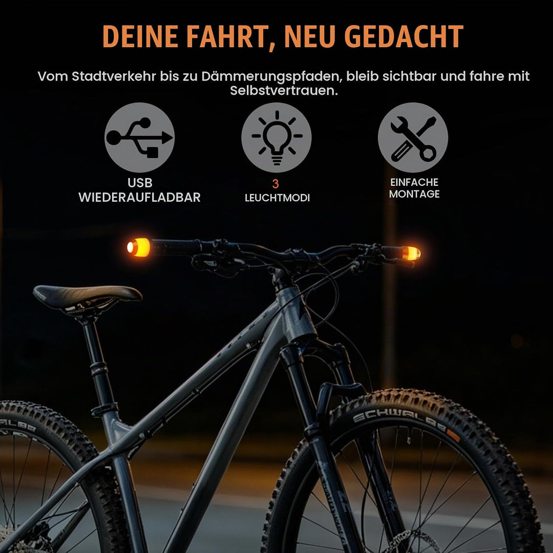 LED Blinker E Scooter Nachrüsten Set, Fahrrad Blinker, Wasserdicht, Universeller-LED Handlebar Light