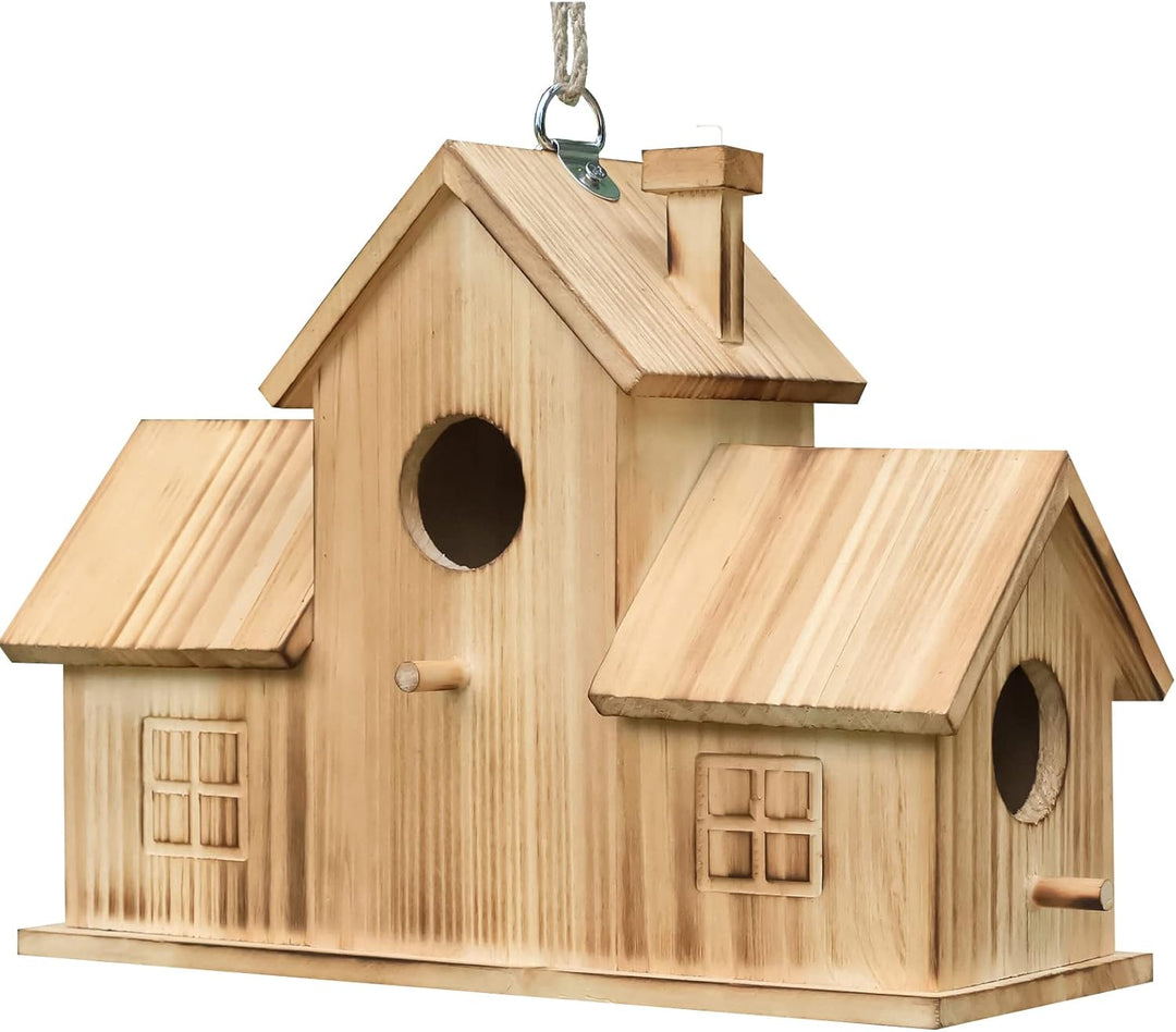 STARSWR Vogelhäuser für draussen, 3 Löcher, Vogelhaus für 3 Vogelfamilien, Bluebird-Finken, Kardinäl