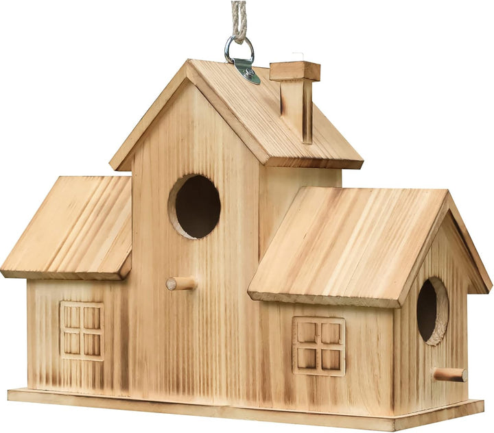 STARSWR Vogelhäuser für draussen, 3 Löcher, Vogelhaus für 3 Vogelfamilien, Bluebird-Finken, Kardinäl