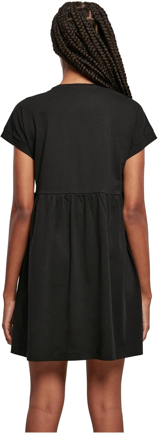 Urban Classics Damen Kleid Ladies Organic Empire Valance Tee Dress, Volantkleid für Frauen, Loose Fi