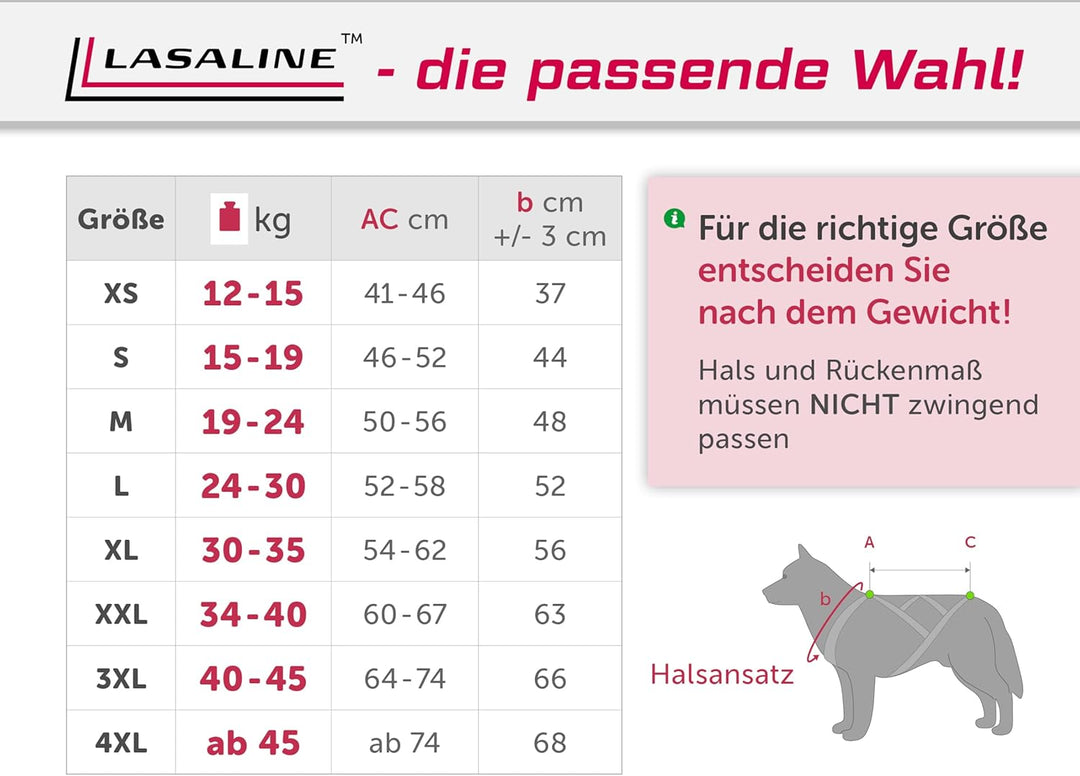 LASALINE Hunde Zuggeschirr X Back für Canicross Hundesport Dogscooter Bikejöring Schlitten in Schwar