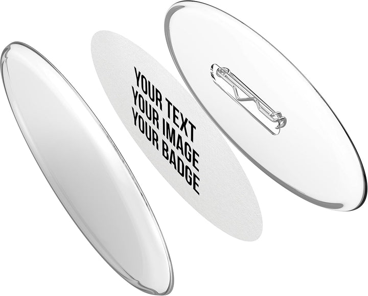 Buttons oval selber machen ohne Buttonmaschine (50 Stück) – Ansteckbuttons Set mit Nadel-Pins und A4
