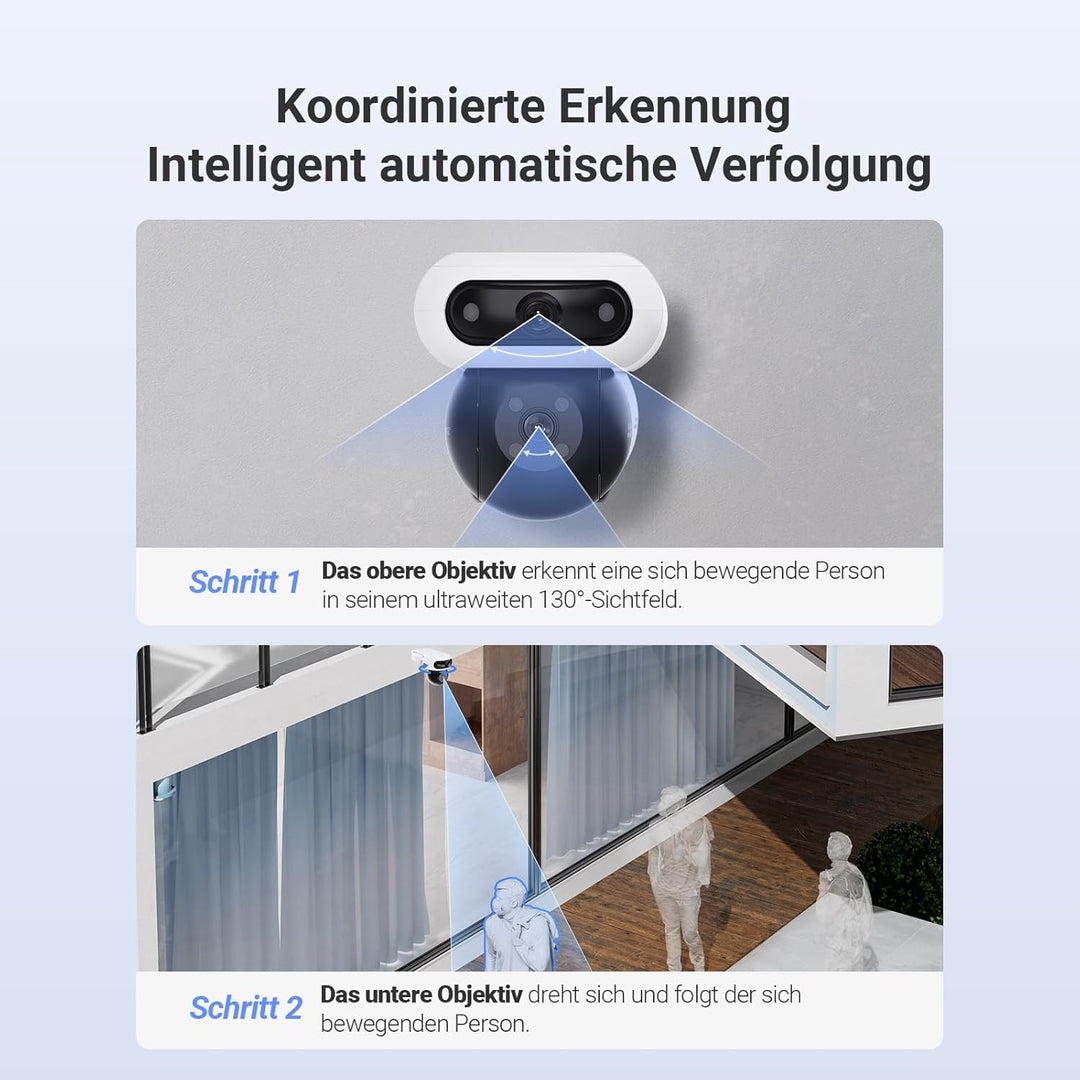 EZVIZ 4MP+4MP WLAN Überwachungskamera Aussen mit Dual-Objektive, 360°-Überwachung, 40m Farbnachtsich