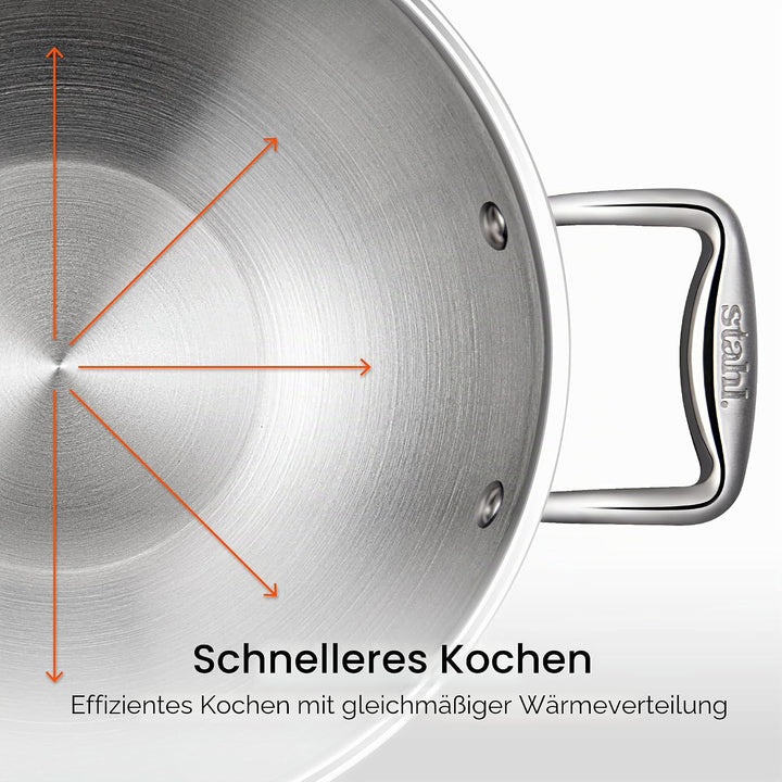 Stahl Triply Edelstahl Tasla mit Deckel I Triply Edelstahl-Kochgeschirr I Tri Ply Tasla Kadai mit In