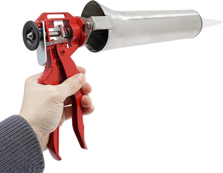 Edelstahl Mörtelpresse Fugenfüllgerät, 56cm Verfugungswerkzeug Mit 4 Düsen Und Kolben, Mörtelspritze