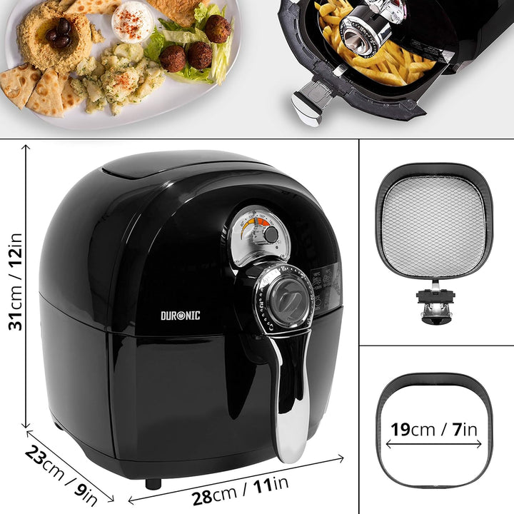 Duronic AF1 BK Heissluftfritteuse, Fritteuse mit 4,5 L Fassungsvermögen, Mini Backofen zum Dünsten,