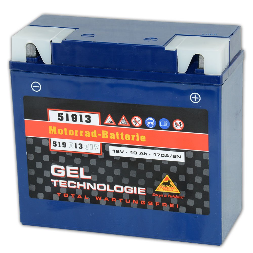 Panther Motorradbatterie GEL 12V 19Ah 51913 Batterie G19 ABS Leuchte erlischt