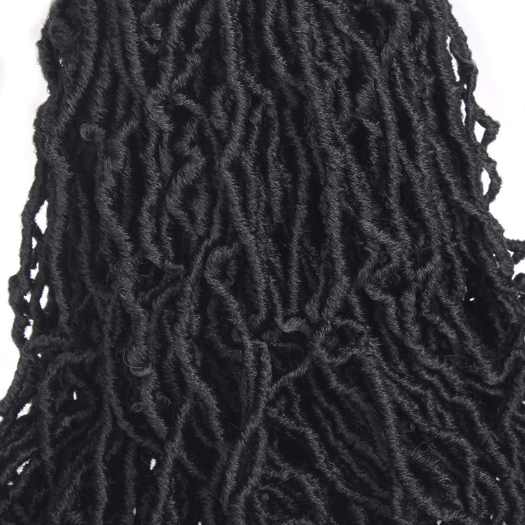 Leeven 24 Zoll Nu Faux Locs Crochet Hair 7 Packs Black Soft Messy Faux Locs Crochet Braids Distresse