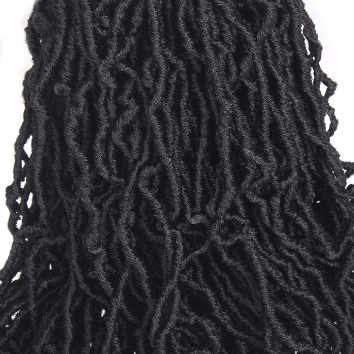 Leeven 24 Zoll Nu Faux Locs Crochet Hair 7 Packs Black Soft Messy Faux Locs Crochet Braids Distresse