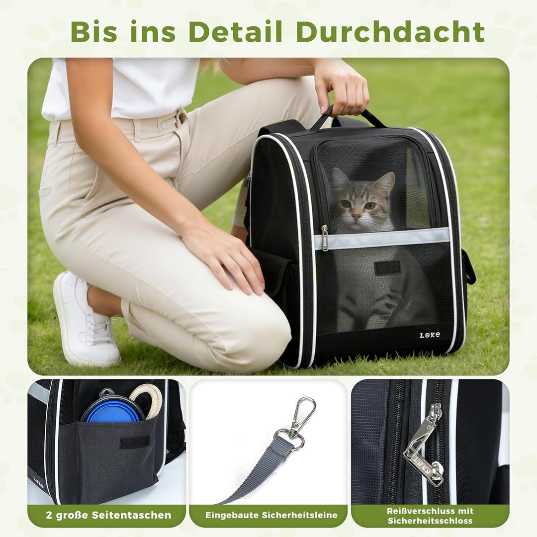 Lekesky Katzen Rucksack Hunderucksack für Mittel/Kleine Haustiere(2-10KG), KatzenRucksack mit Netzfe