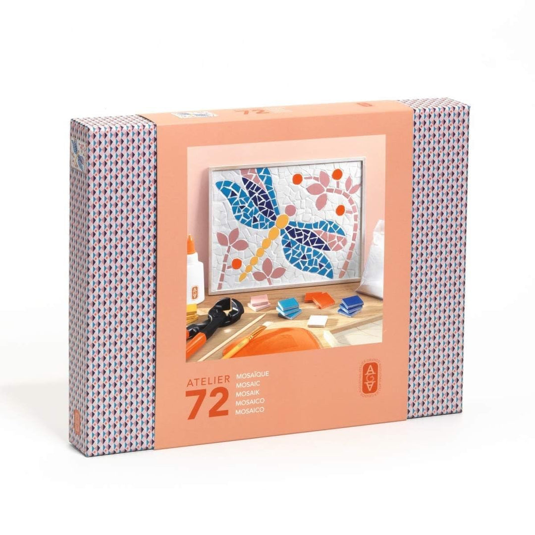 DJECO Atelier 72 Mosaik-Set für Erwachsene, DIY-Kreativset mit Keramikplättchen, Werkzeugen &amp; Video-