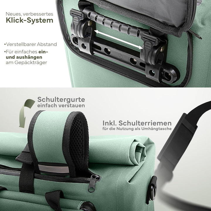 MIVELO Fahrradtasche für Gepäckträger - 3in1 Gepäckträgertasche Rucksack Umhängetasche - 100% wasser