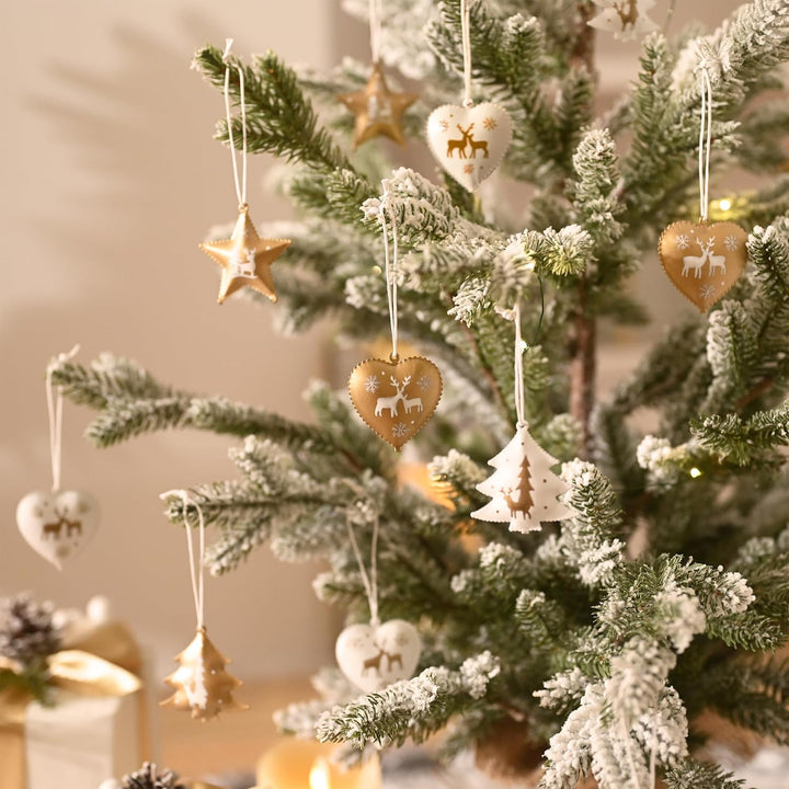 Valery Madelyn 18 Stück eleganter Weihnachtsbaumschmuck in Weiss und Gold, hängende Weihnachtsanhäng