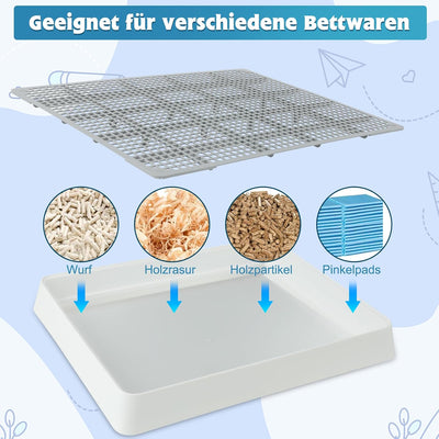 FHTONGE Kaninchen Toilette Gross，Flach Hasentoilette mit Gitter Kaninchentoiletten zum Trainieren，Re