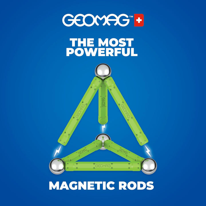 Geomag - Classic Panels 114 Pieces- Magnetic Construction for Children - Green Collection - 100 Perc