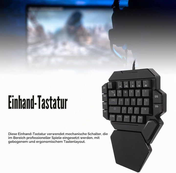 ciciglow Einhand-Gaming-Tastatur, K50 Wired RGB Backlit Mechanical Half Keyboard 35 Keys Portable Ga