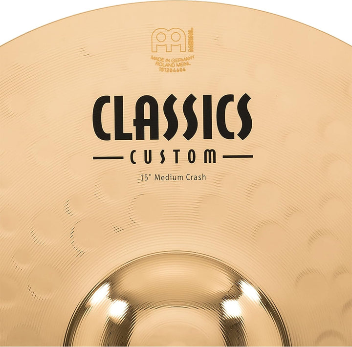 Meinl Cymbals Classics Custom Brilliant Crash Medium 15 Zoll (Video) Schlagzeug Becken – Paar – (38,