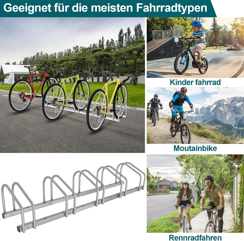 Ansobea Fahrradständer für 5 Fahrräder 35-55 mm Reifenbreite,Fahrradständer Boden,Fahrrad Ständer Ei