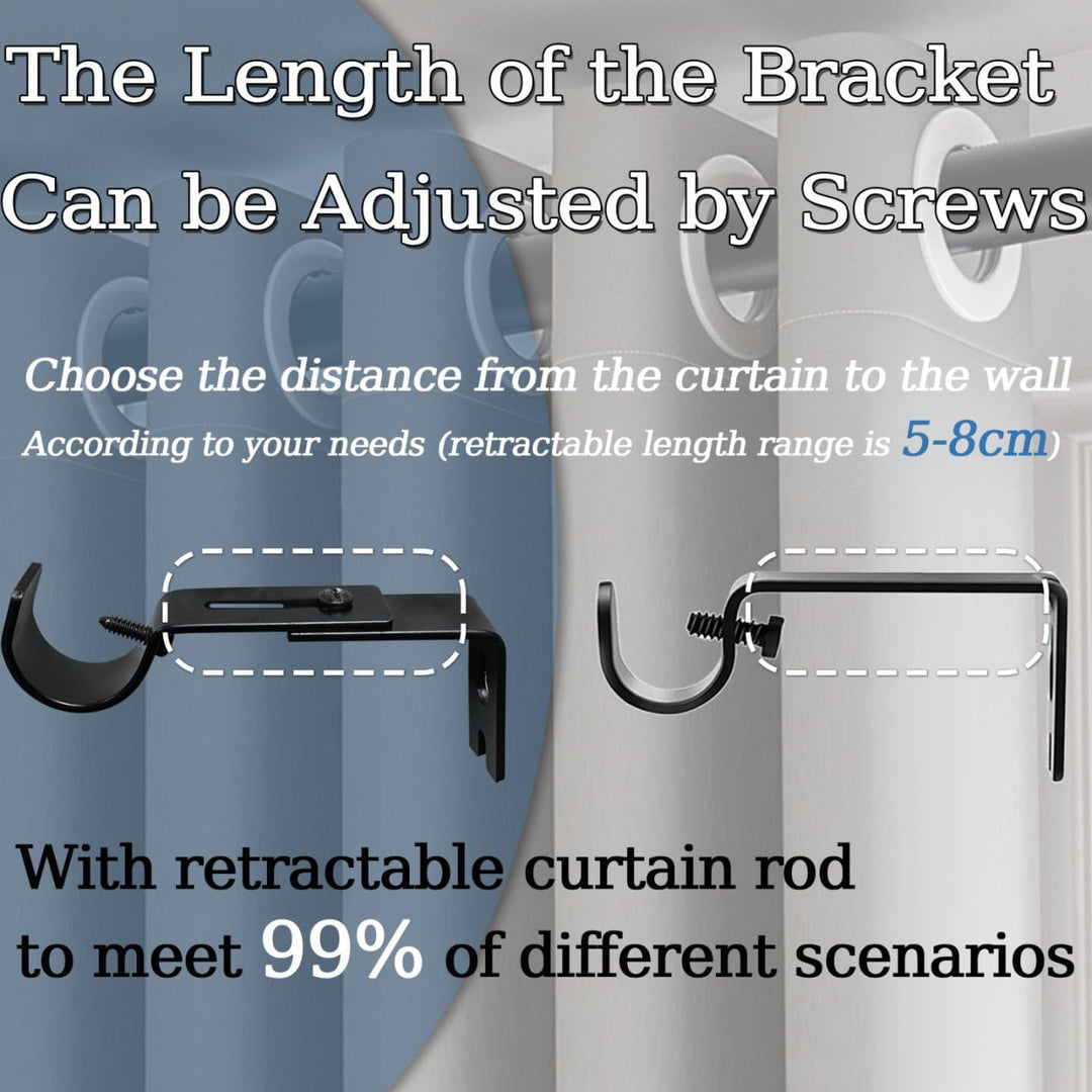 Gardinenstange Ausziehbar Vorhangstangen Curtain Rod Stange für Vorhänge Erstellbare Länge mit Kappe