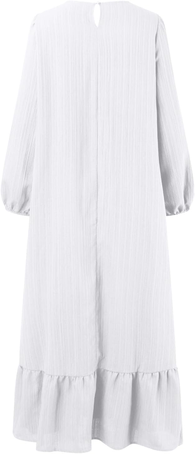 Muslimische Kleider Festlich Kleid, Gebetskleidung, lässiger Kaftan Weihnachtskleid Damen Weiss L, W