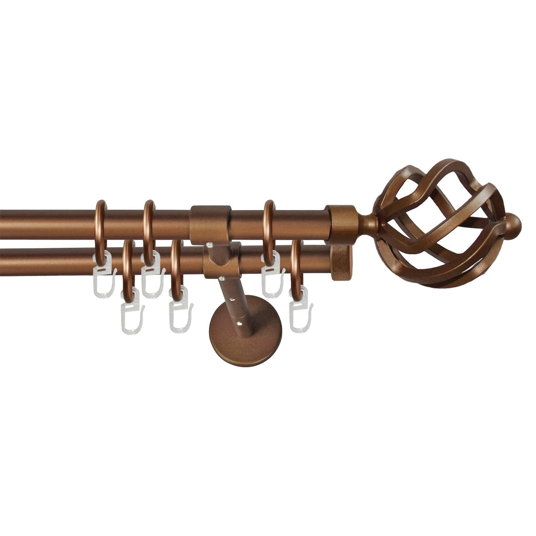 Garesa Gardinenstange Rustika Ø 16mm, 2-läufig, Bronze I Rustikale Vorhangstange aus Metall inkl. Ri