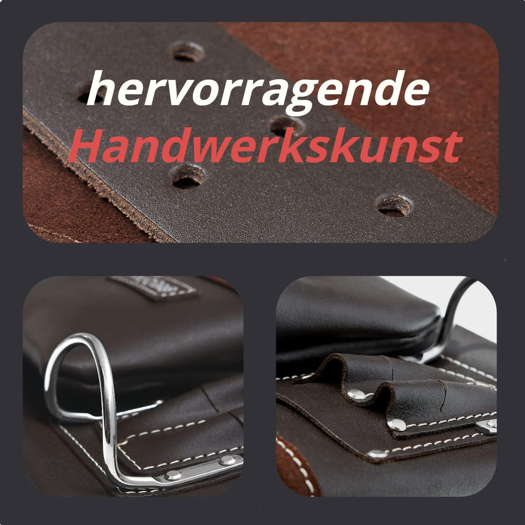 12 Taschen Schreiner Ölüberzogenes Leder Werkzeuggürtel | Handwerker Arbeits Gürtel Schürze für Männ