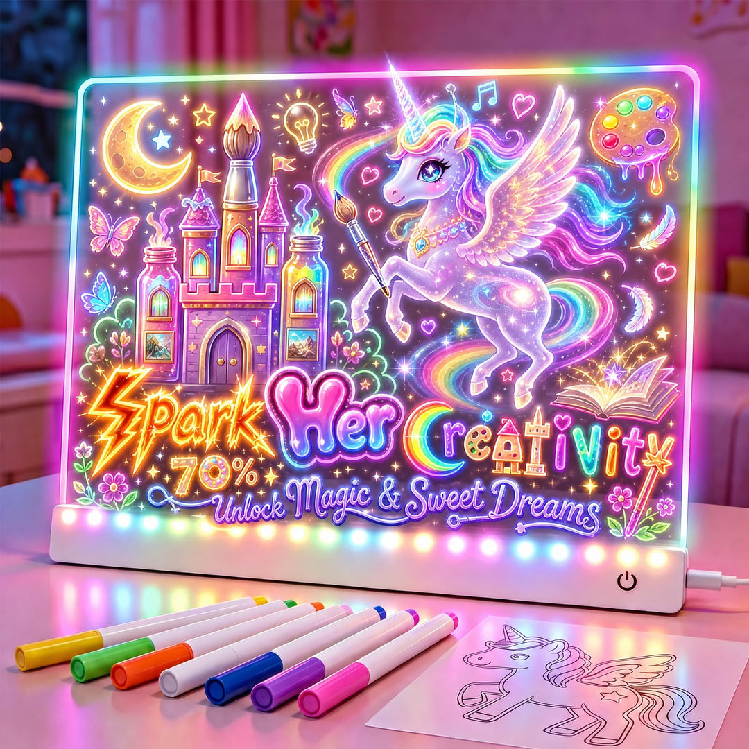 EUCOCO LED Zeichenbrett für Kinder, Geschenk Mädchen Junge 2 3 4 5 6 7 8 Jahre Kinder Spielzeug ab 2