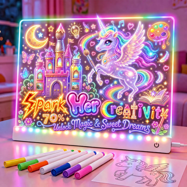 EUCOCO LED Zeichenbrett für Kinder, Geschenk Mädchen Junge 2 3 4 5 6 7 8 Jahre Kinder Spielzeug ab 2