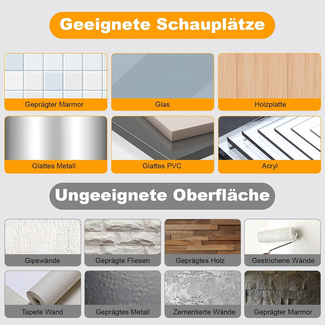 Hakenleiste Küche Ohne Bohren mit 8 Haken, Küchenhaken mit Saugnapf, Küchenhalterung aus Kohlenstoff