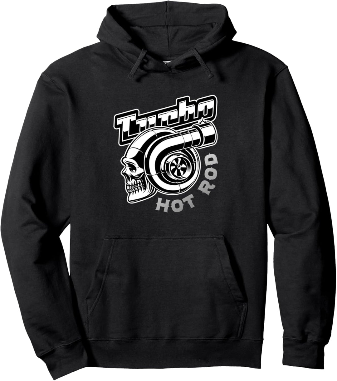 Turbo Hot Rod Retro Vintage Old School Totenschädel Pullover Hoodie