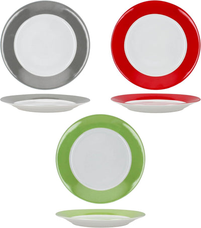 MamboCat 6er Set Variant Trio Kuchenteller I farbige Porzellan-Frühstücksteller für 6 Personen in Gr