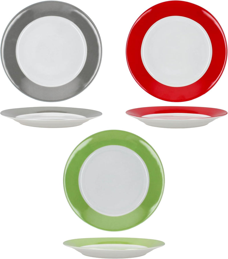 MamboCat 6er Set Variant Trio Kuchenteller I farbige Porzellan-Frühstücksteller für 6 Personen in Gr