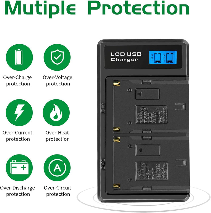 2 Stück Shentec 8800mAh NP-F970 akku Compatible with Sony NP-F970 NP-F960 NP-F930 NP-F950 DCR-VX2100