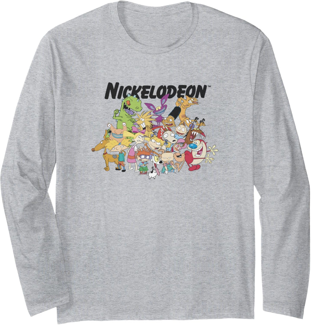 Nickelodeon Faded Character Collage Logo Langarmshirt
