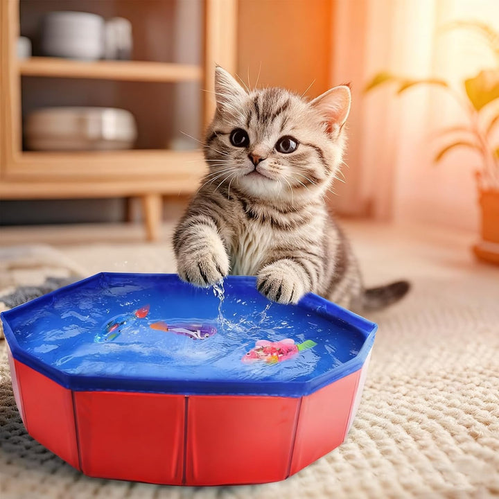 Katzen Pool Spielzeug mit Fischspielzeugen, faltbares Katzenspielzeug Wasser, interaktives Wasserspi