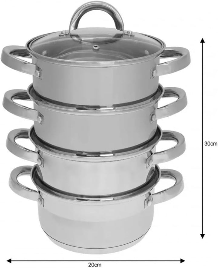 Mantowarka Dampfkocher 18cm Set Induktion Kochtopf Dampfgarer Glasdeck 5 Elemente KB-7137