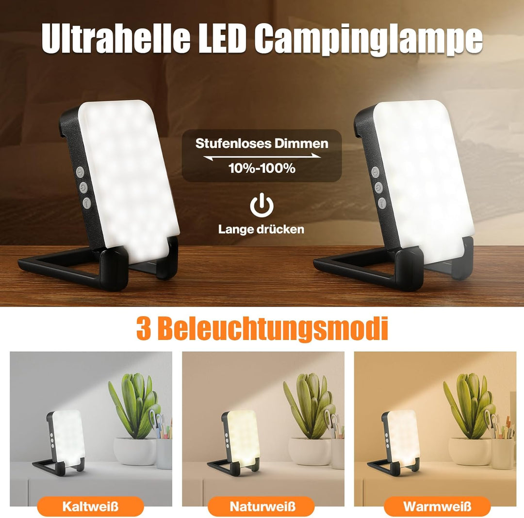 Therlan LED Campinglampe Aufladbar, Tragbare Camping Lampe, 7 Leuchtmodi 1200LM Superhell Zeltlampe