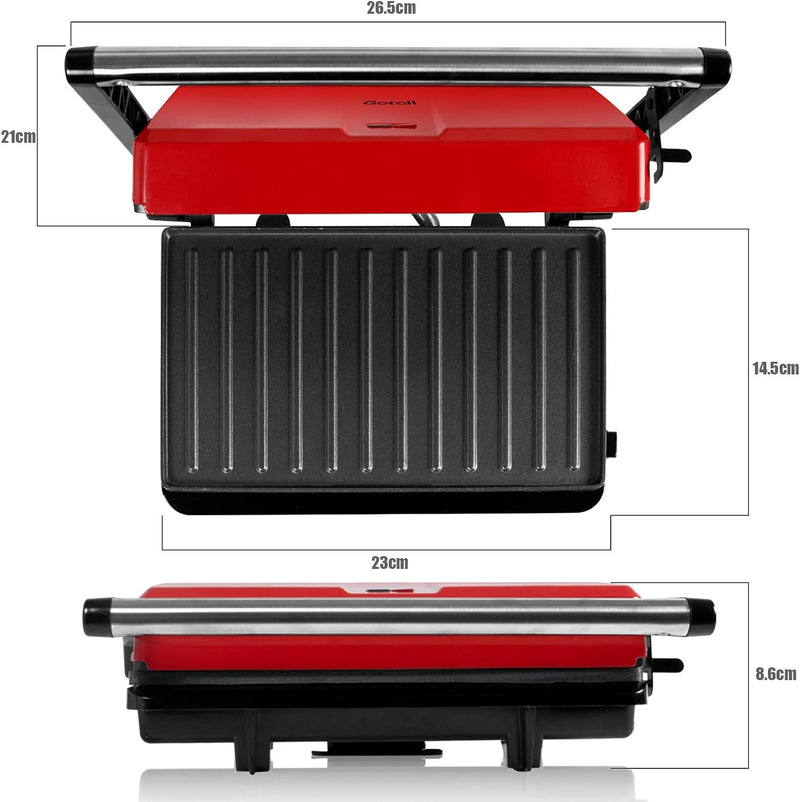 Gotoll Kontaktgrill, Sandwichtoaster,Panini Grill, Panini Sandwich Maker, Elektrogrill Multifunktion