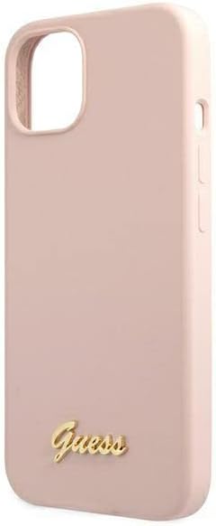 Guess GUHMP13MLSLMGLP Hülle für iPhone 13 6,1" hell-pink Silicone Script Gold Logo Magsafe