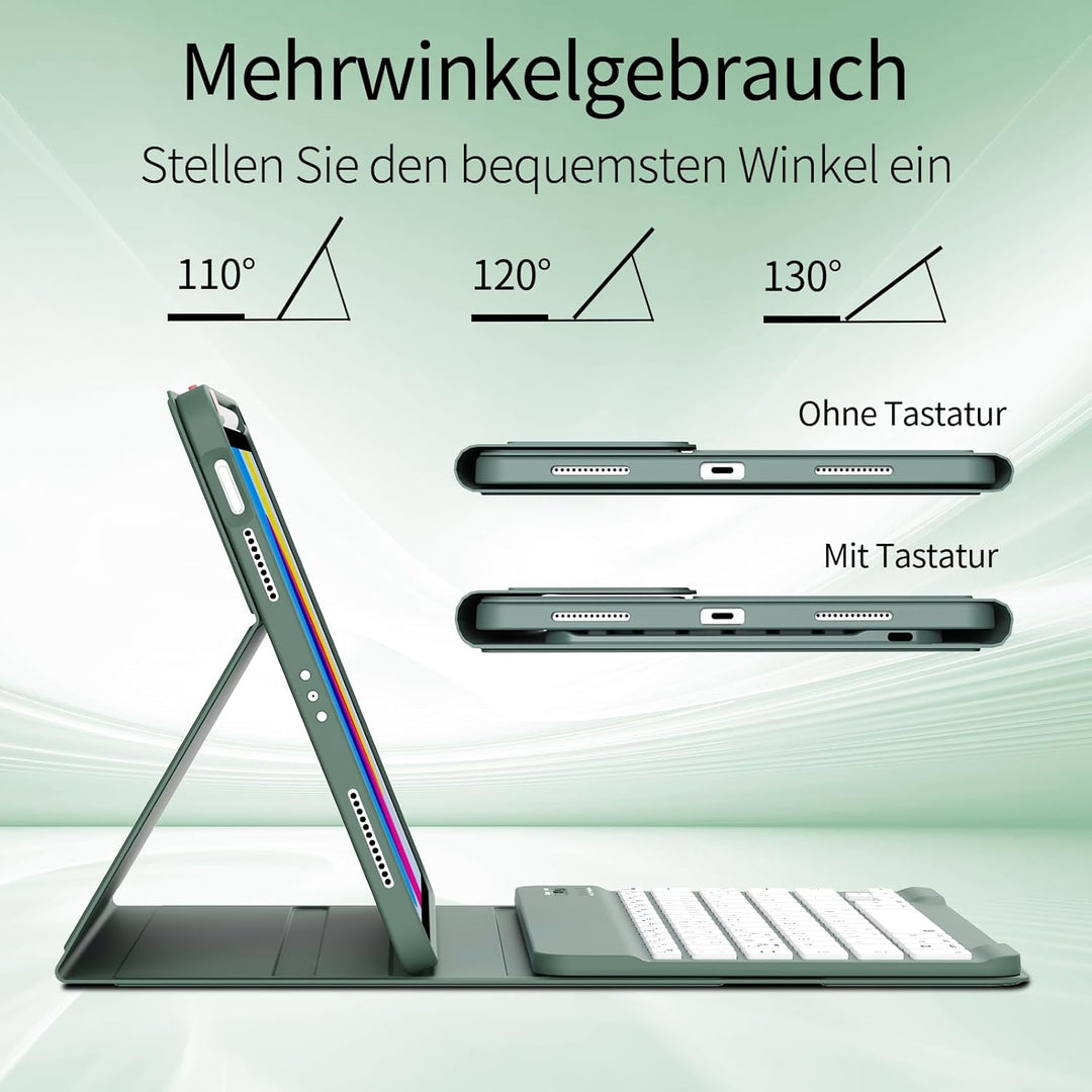 Hülle mit Tastatur für iPad A16 11. Generation 2025, iPad 10. Generation 2022 10,9 Zoll, Abnehmbarer