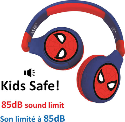 Lexibook HPBT010SP Spiderman 2-in-1-Bluetooth-Kopfhörer für Kinder-Stereo Wireless Wired, Kindersich