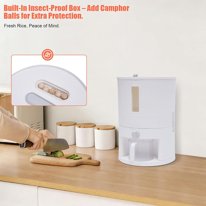EurHomePlus Reisspender 6kg/10kg Food Storage Box Reisvorratsbehälter, Messbecher mit Skala, Luftdic