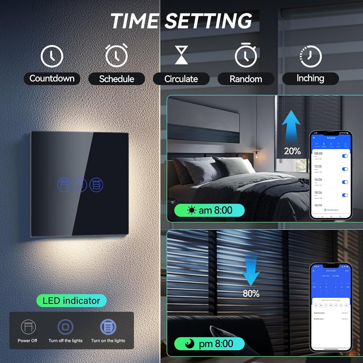 BSEED WiFi Smart Rolladenschalter, Fernbedienung und Timer-Funktion mit Smart Life/Tuya APP, arbeite