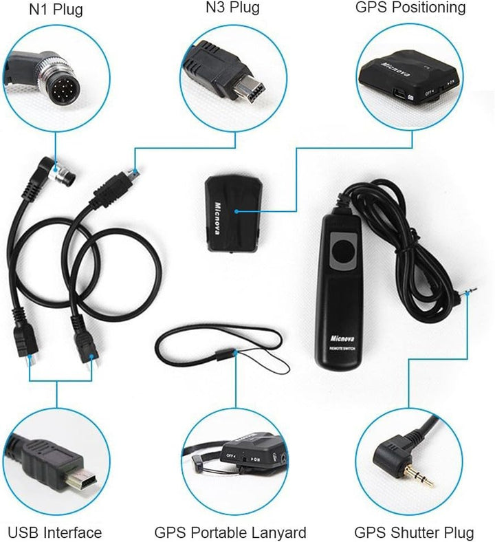 Micnova gps-n Kamera Geotag GPS-Empfänger mit N1 N3 Kabel + Fernbedienung Controller für Digital Kam
