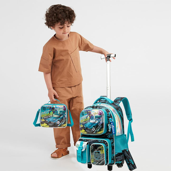 Egchescebo Rollrucksack für Jungen, 43,2 cm, mehrere Funktionstaschen, Blau-240525-lg, 17, Reiseruck