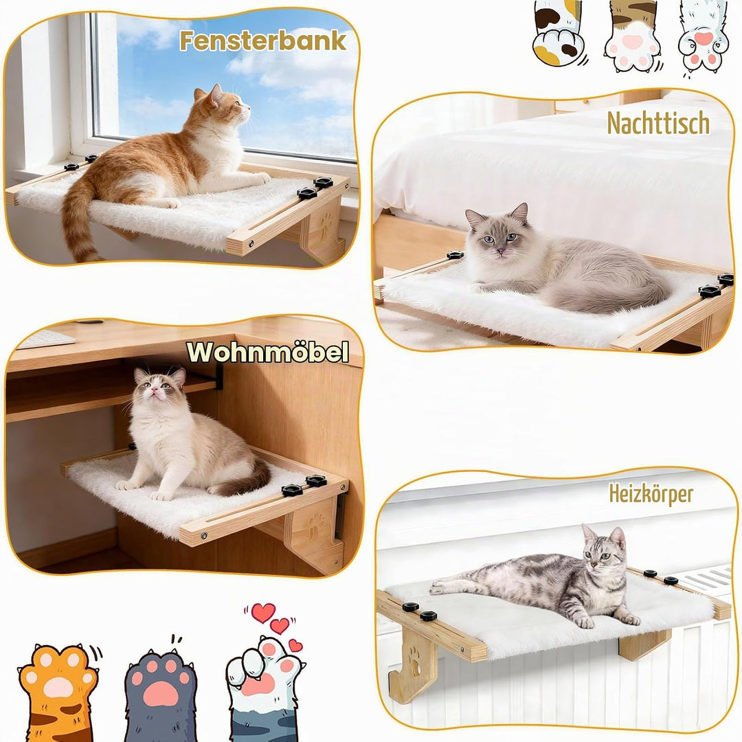 Heizungsliege Hängende Katzenhängematte, Holz Hängematte Katze Heizung, Katzenbett Hängen, Fensterba