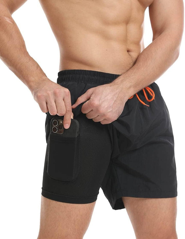 JustSun Badehose Herren Schnelltrocknend Boardshorts mit Mesh-Futter und Verstellbarem Tunnelzug L S